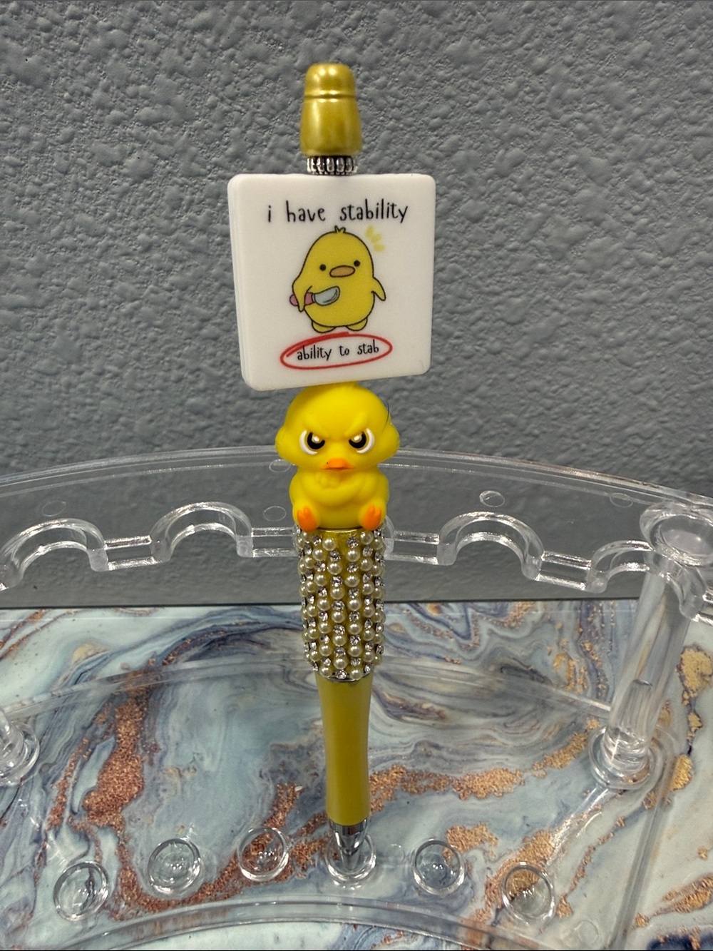 Hand Crafted  Pouty Duck Blingy Pen